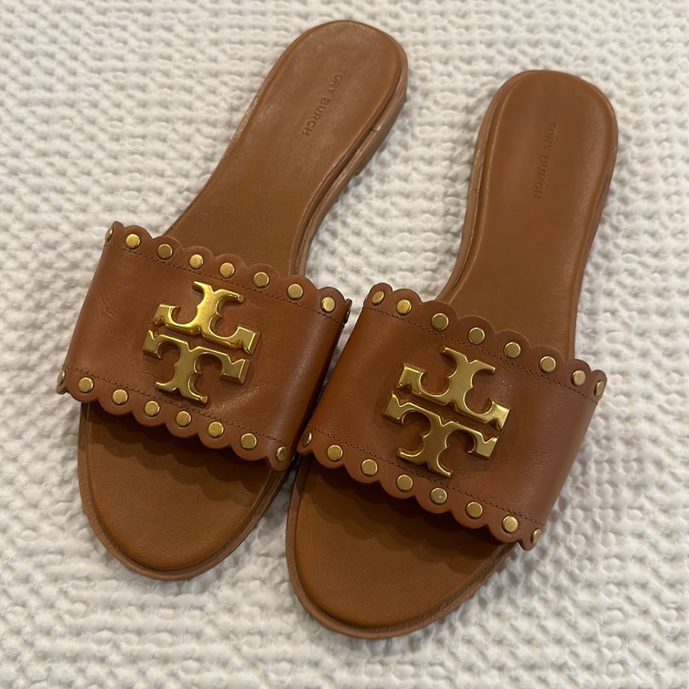 Beautiful Tory burch slides! Worn once. Size 10
